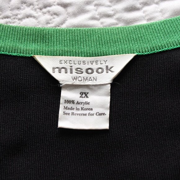 Misook Woman Open Black and Green Cardigan Size 2X - Picture 3 of 5